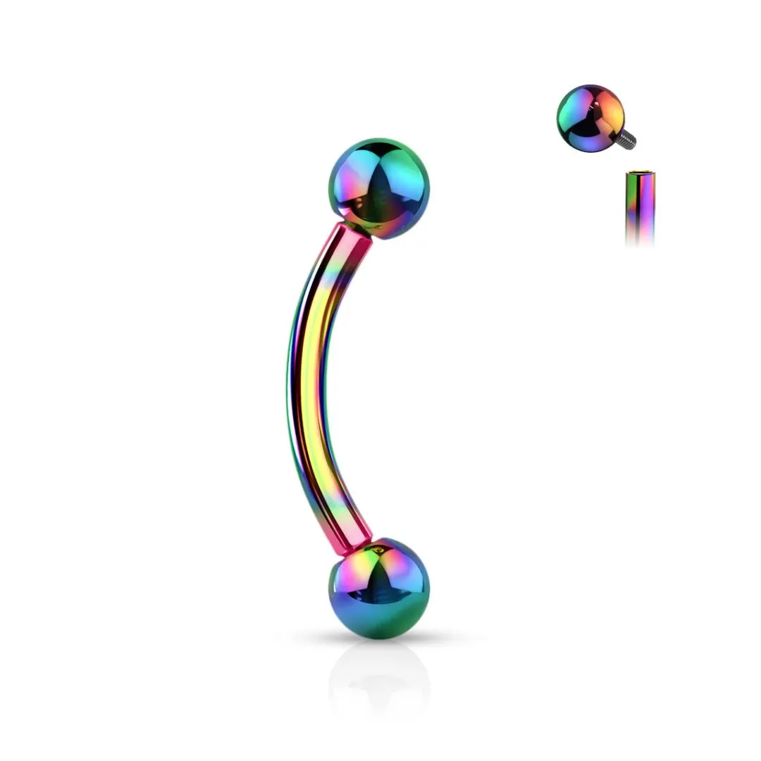 Multi Colored Titanium Internally Threaded Curved Barbell