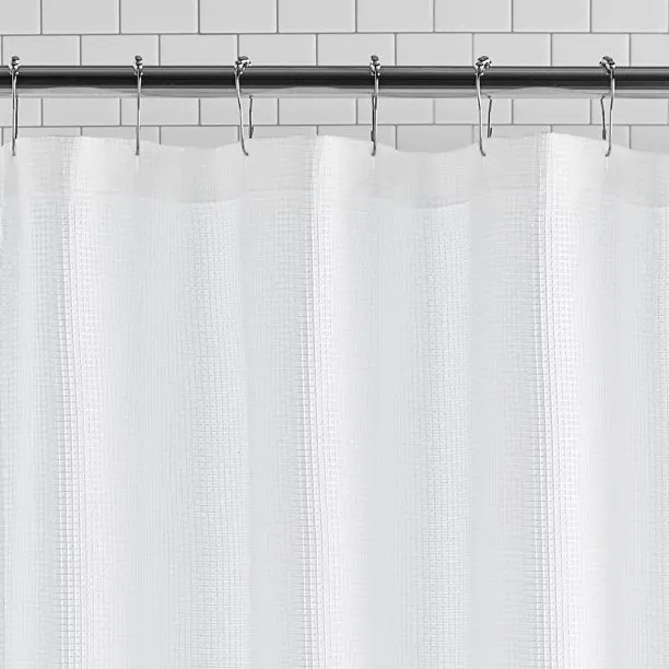 New 72" x 72", Mainstays Waffle Weave Textured Design Bright White Fabric Shower Curtain