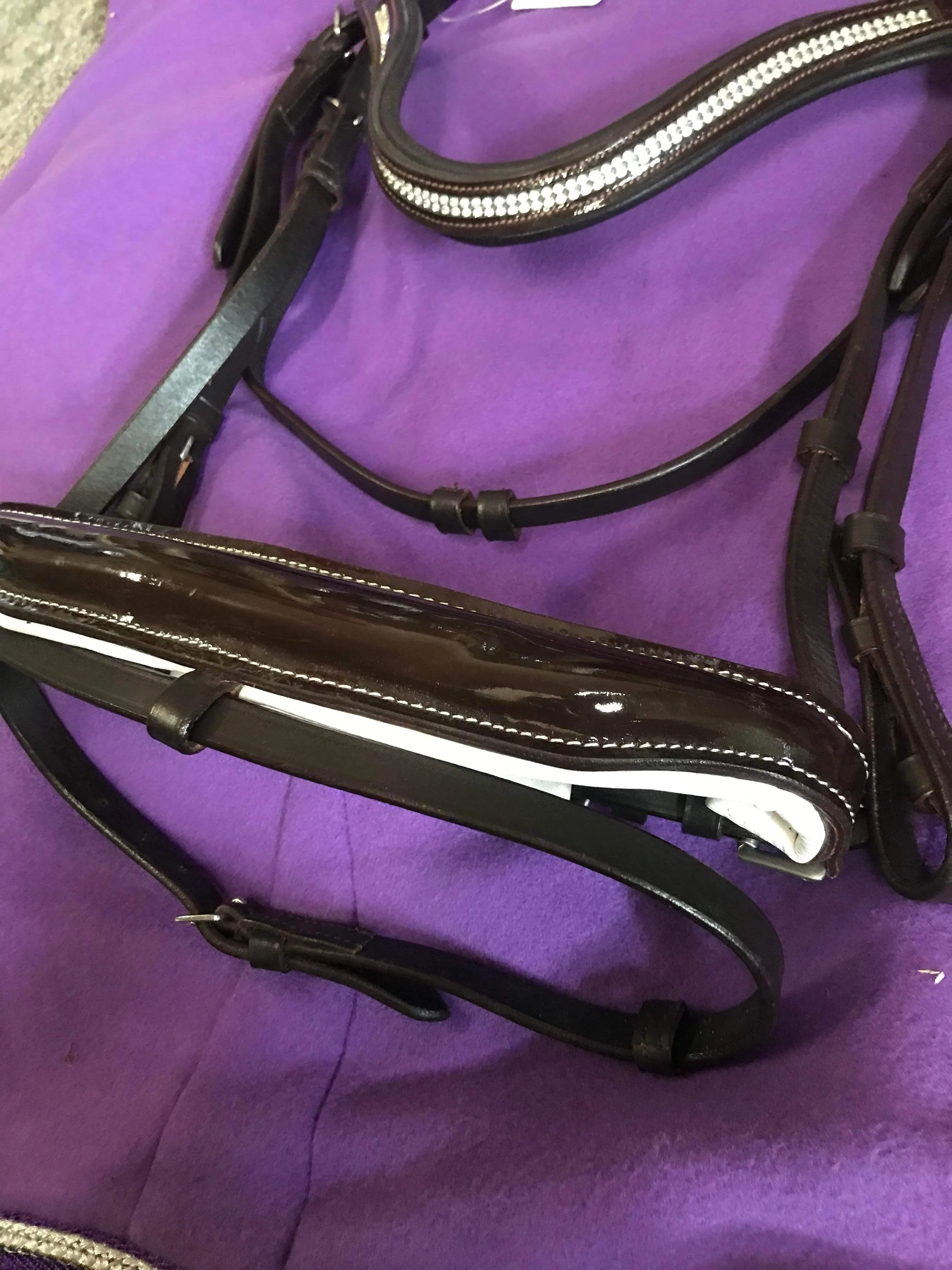 New brown patent bling bridle cob size FREE POSTAGE❤️