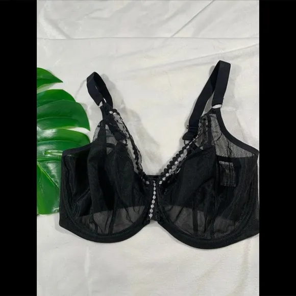 NEW Elomi 'Matilda' Underwire Plunge Bra in Black [SZ‎ 34K US ]