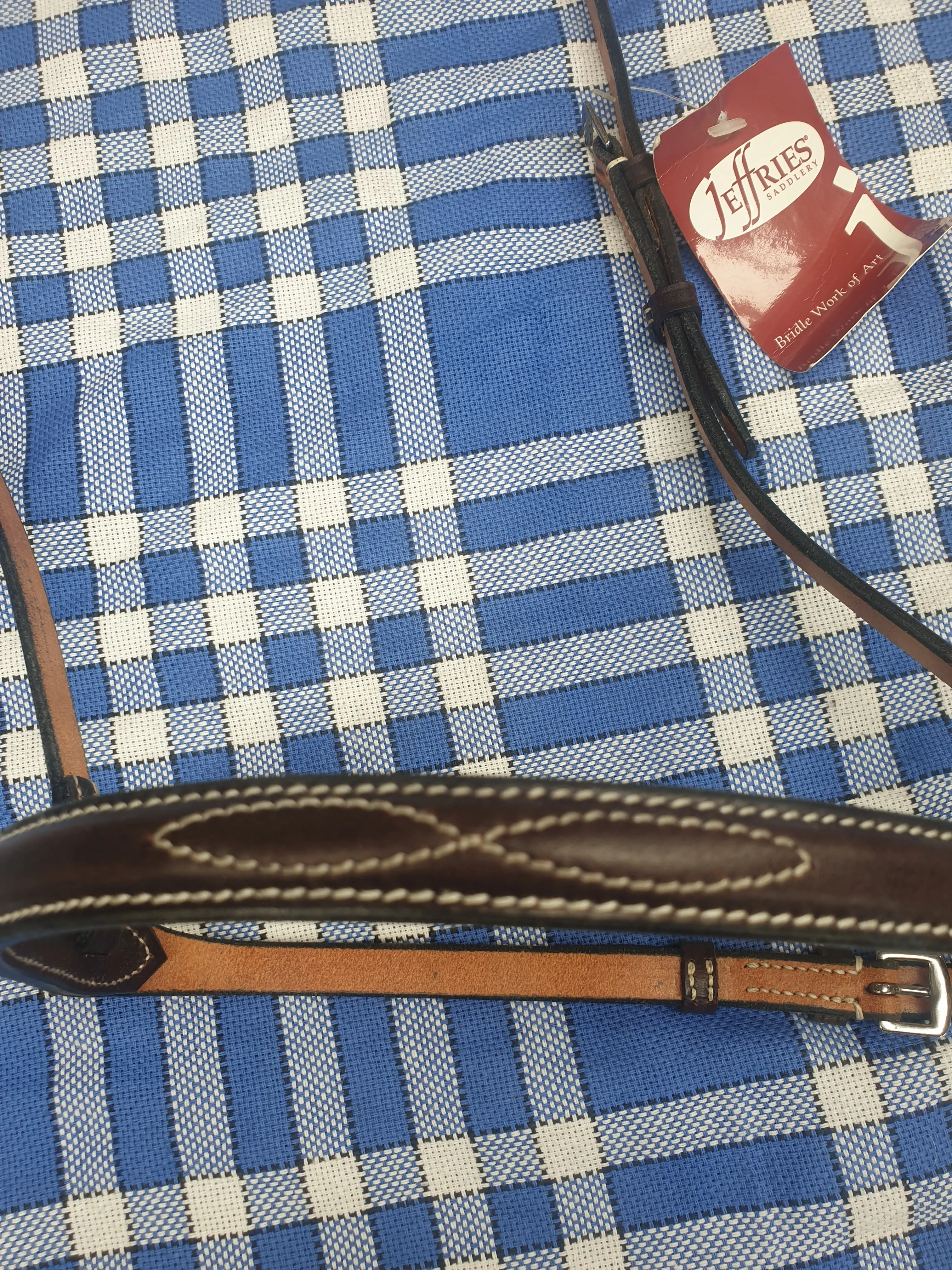 NEW Jeffries nose band, size full, brown leather white stitching FREE POSTAGE *