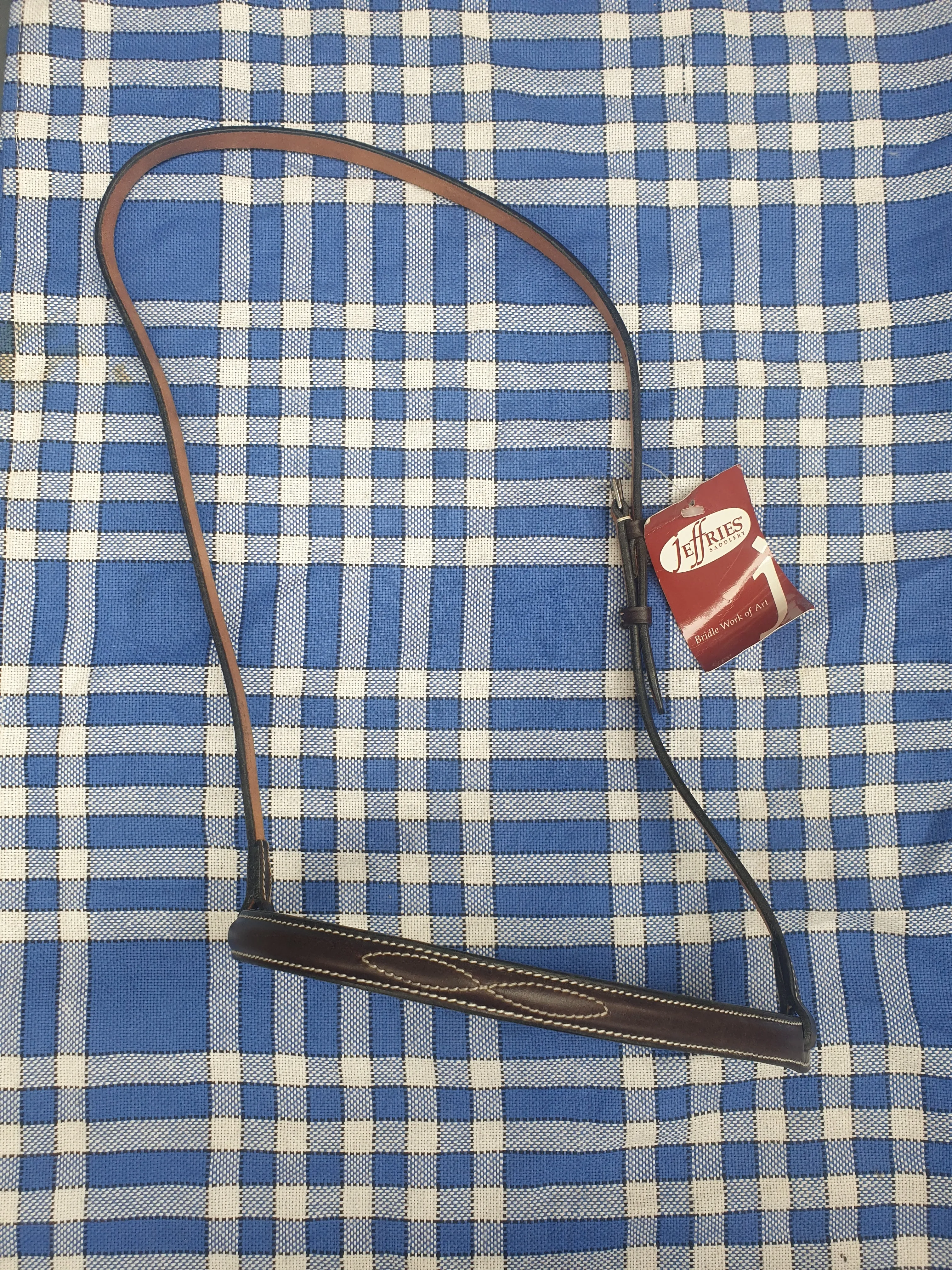 NEW Jeffries nose band, size full, brown leather white stitching FREE POSTAGE *