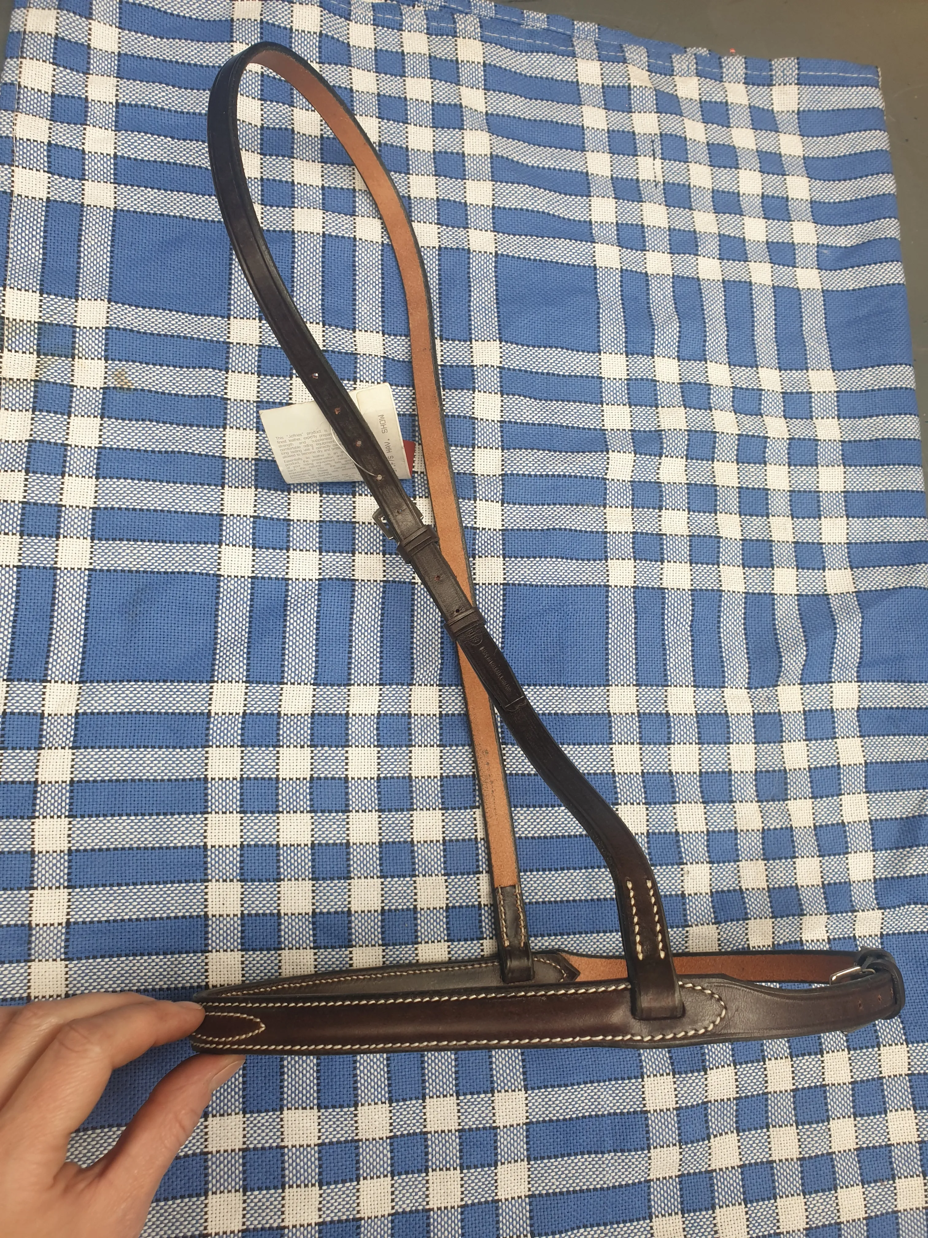 NEW Jeffries nose band, size full, brown leather white stitching FREE POSTAGE *