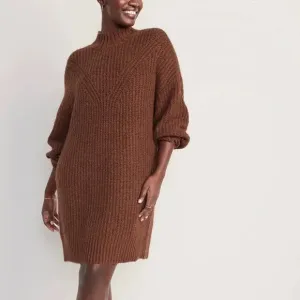 NEW Retails $80 Long-Sleeve Relaxed Fit Mock-Neck Sweater Shift Dress Sz 3X