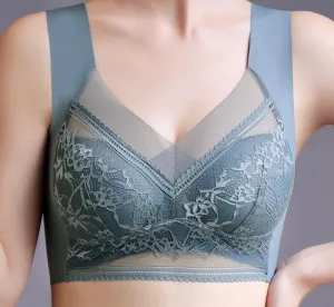 NEW Sexy and Comfortable wire free soft Lace Ladies, Grey, Fits like XL/1X
