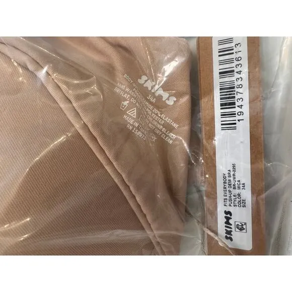 NEW SKIMS Mica Fits Everybody Push Up Demi Bra Size 34A