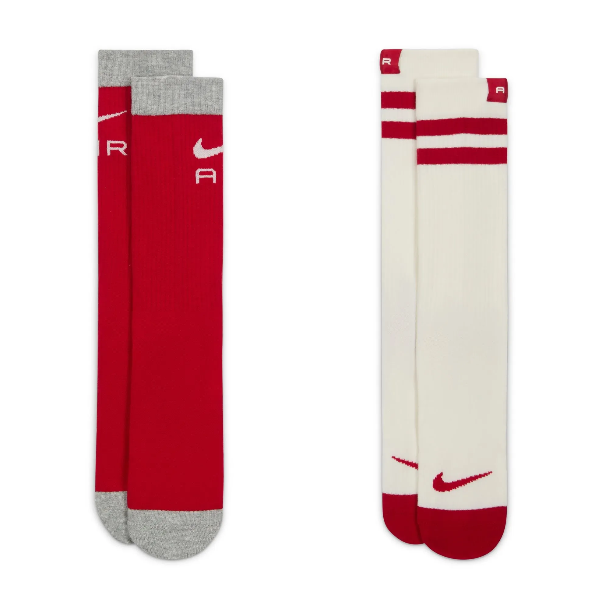 Nike Everyday Essential 2 Pack Socks - Red/Grey & White/Red