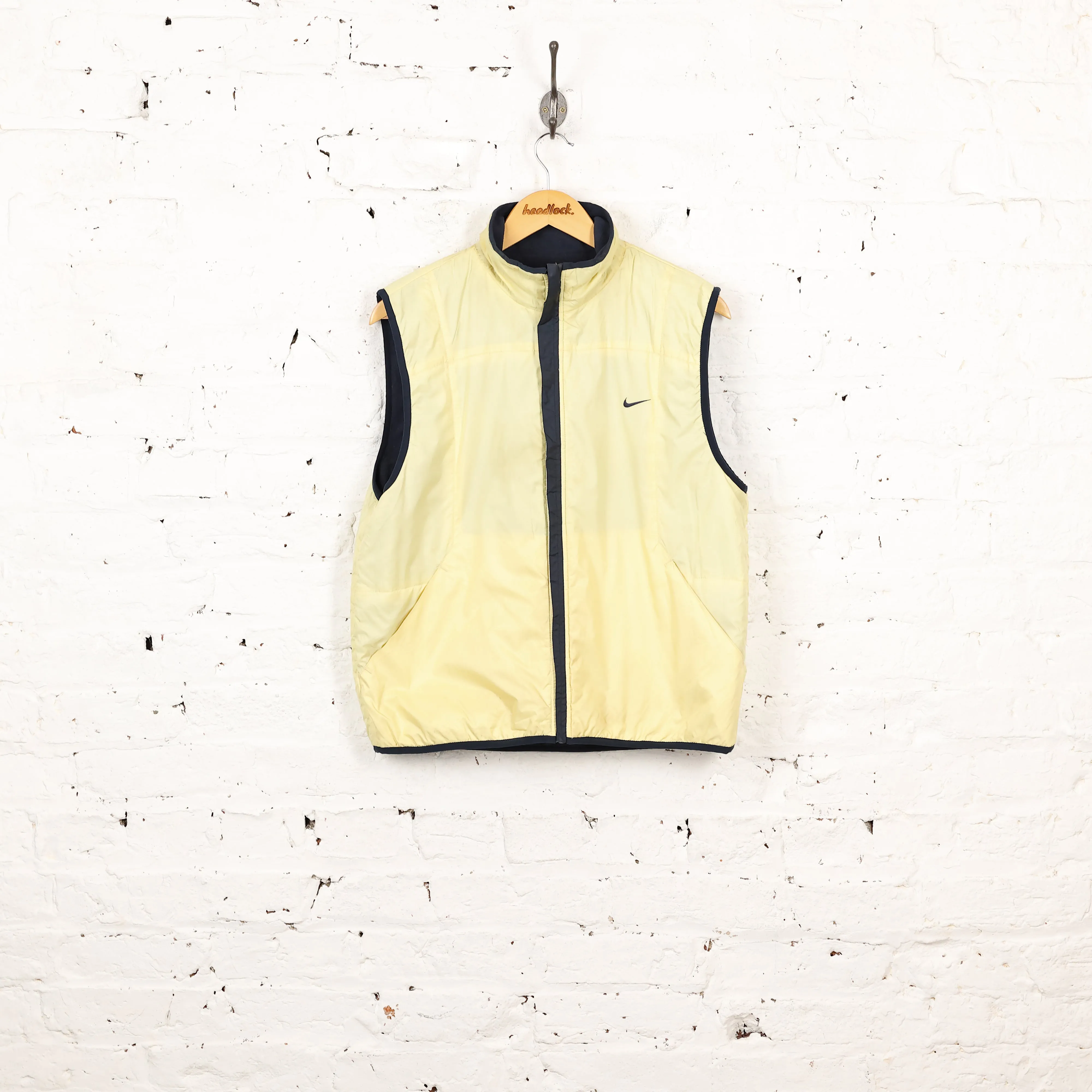 Nike Reversible Fleece Gilet Bodywarmer Jacket - Yellow/Blue - S