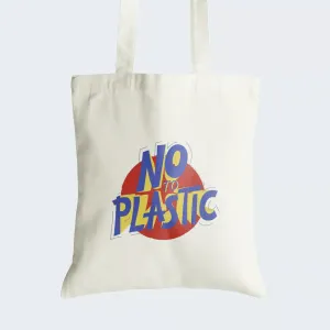 No To Plastic Tote Bag With Zipper