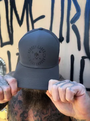 NOBODY CARES GREY FLEXFIT HAT