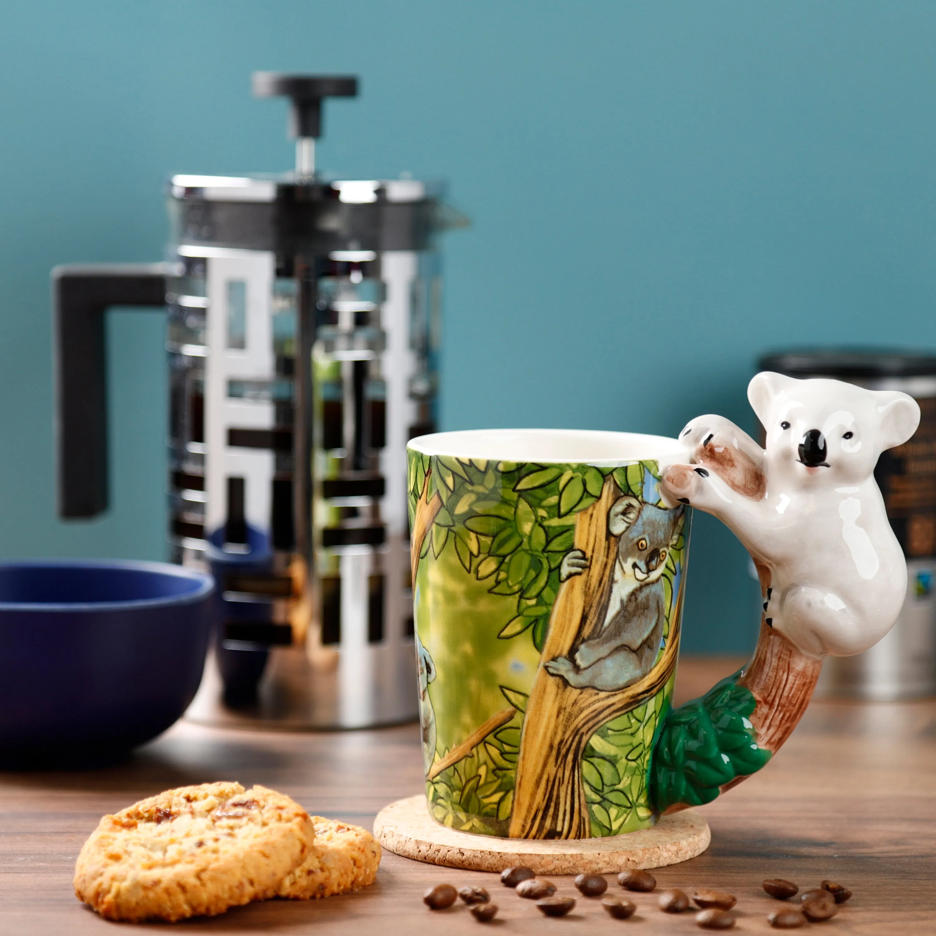 Novelty Ceramic Jungle Mug with Koala Shaped Handle
