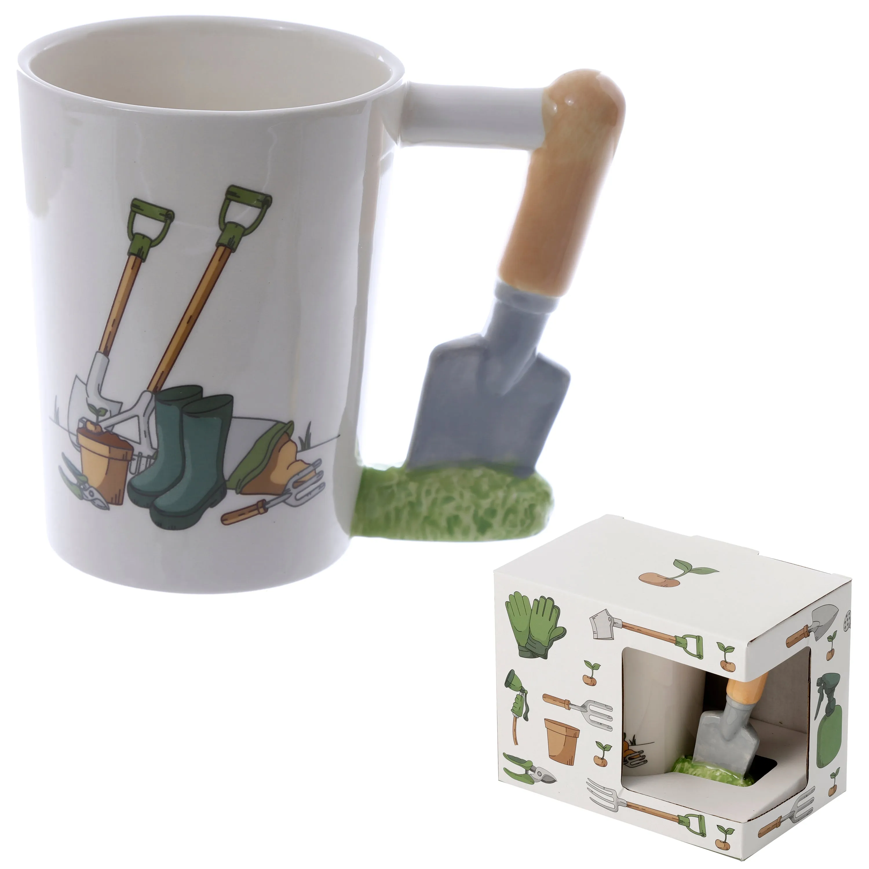 Novelty Ceramic Trowel Shaped Handle Garden Mug