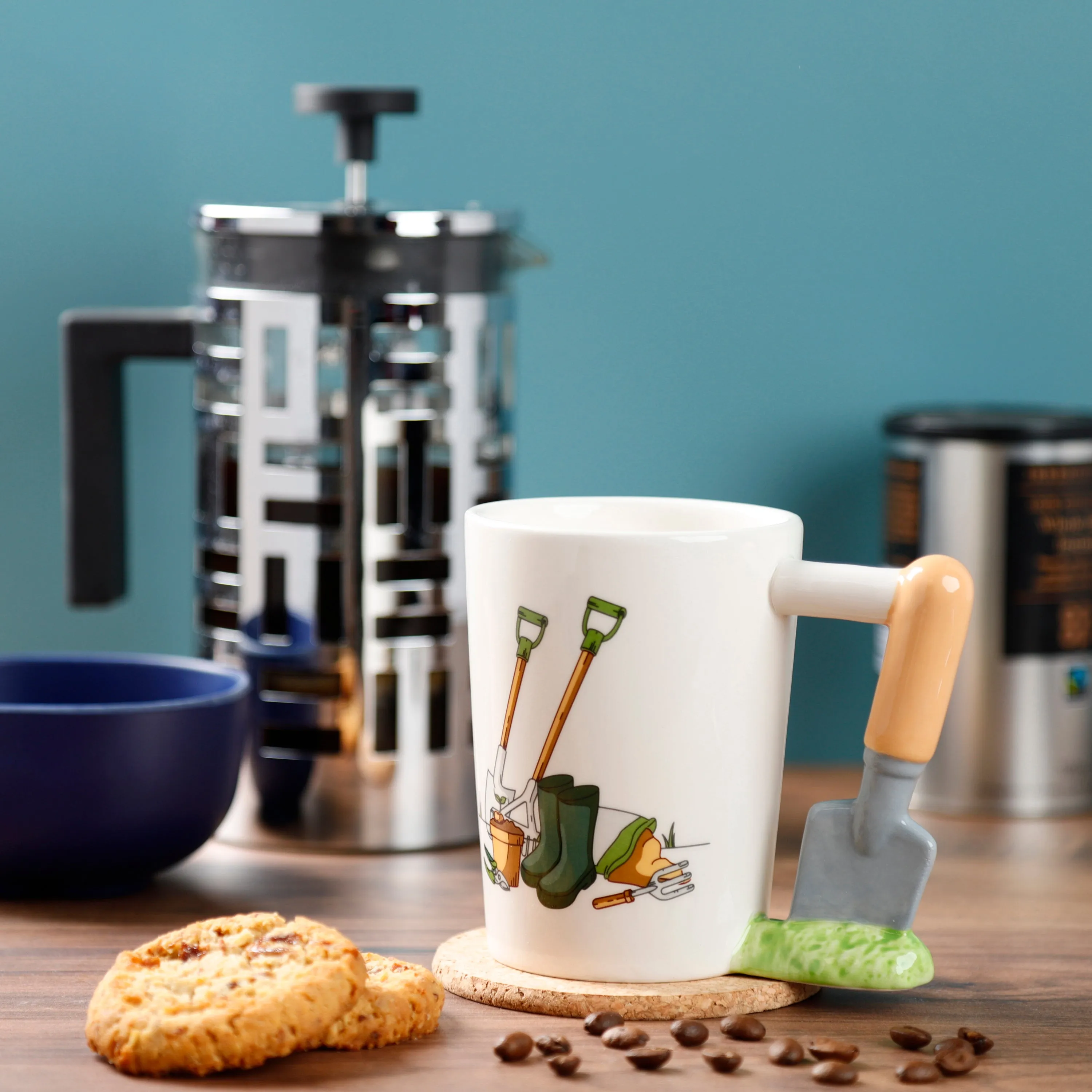 Novelty Ceramic Trowel Shaped Handle Garden Mug