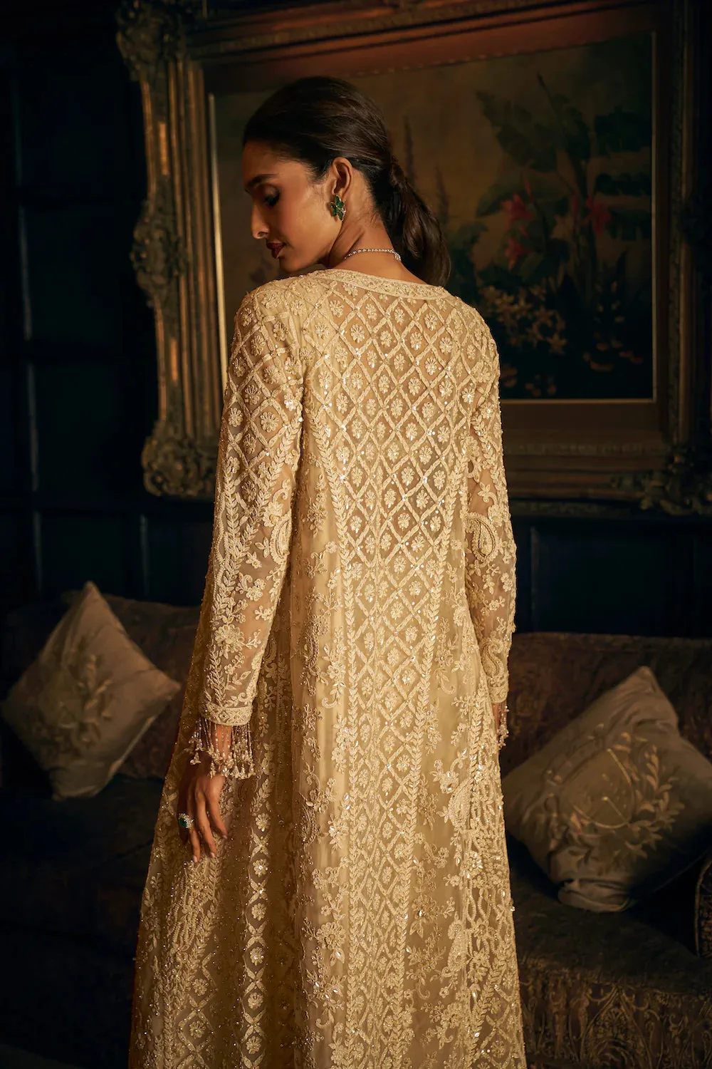 Nude Stitched & Jacket Saree