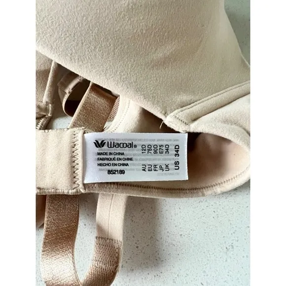 NWOT Wacoal How Perfect Contour Wireless sand Beige Bra SIZE 34D