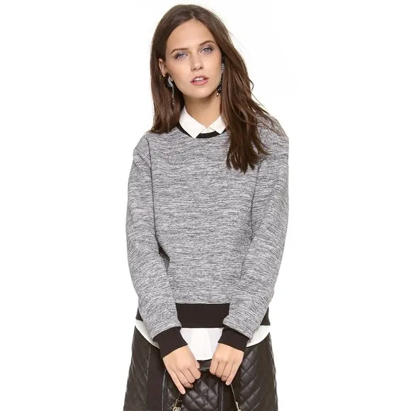 NWT Rebecca Taylor Melange Knit Grey Casual Textured Jersey Sweatshirt Top S