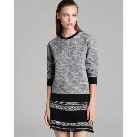 NWT Rebecca Taylor Melange Knit Grey Casual Textured Jersey Sweatshirt Top S