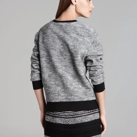 NWT Rebecca Taylor Melange Knit Grey Casual Textured Jersey Sweatshirt Top S