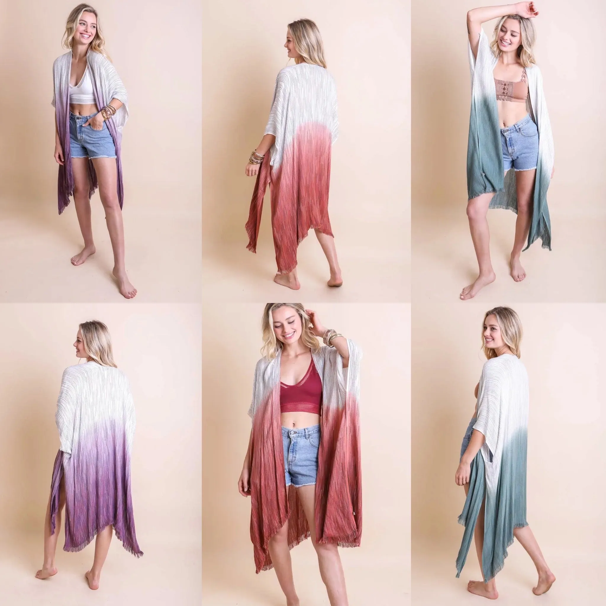 Ombre Vertical Stitched Kimono
