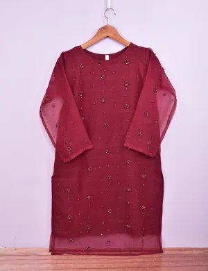 Organza Stitched Kurti - Organza Pearls (T20-042F-Maroon)