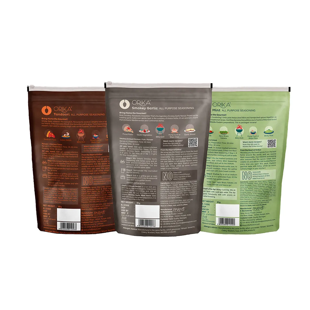 Orika Barbeque Combo, (Tandoori, Smokey & Mint Seasoning), (Pack of 3)