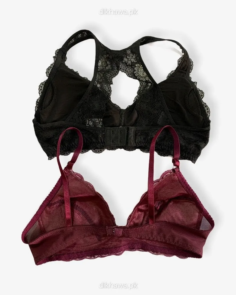 Pack of 2 -Women Non Padded  Non Wired Bra Imported Stocklot Branded