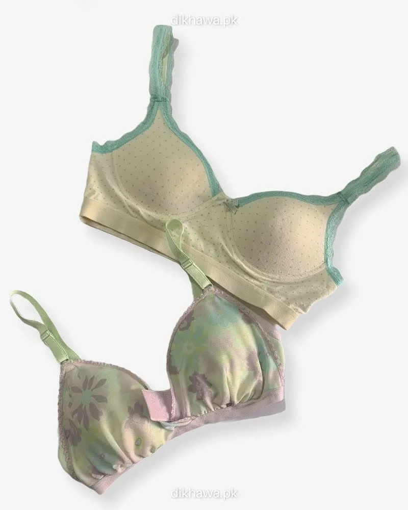 Pack of 2 -Women Non Padded  Non Wired Bra Imported Stocklot Branded