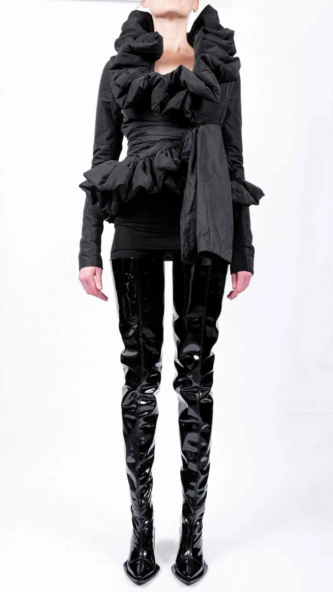 Padded Blazer with Ruffles
