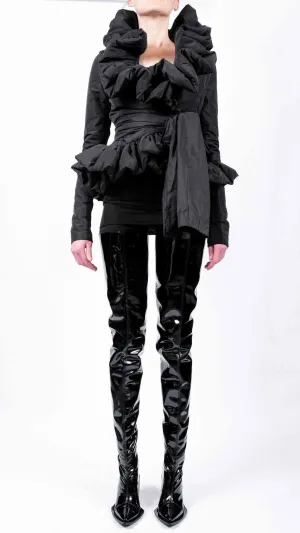 Padded Blazer with Ruffles