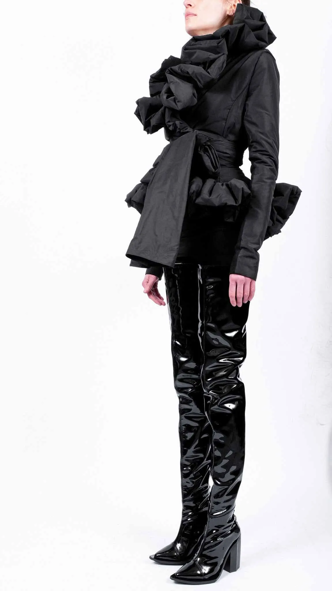 Padded Blazer with Ruffles