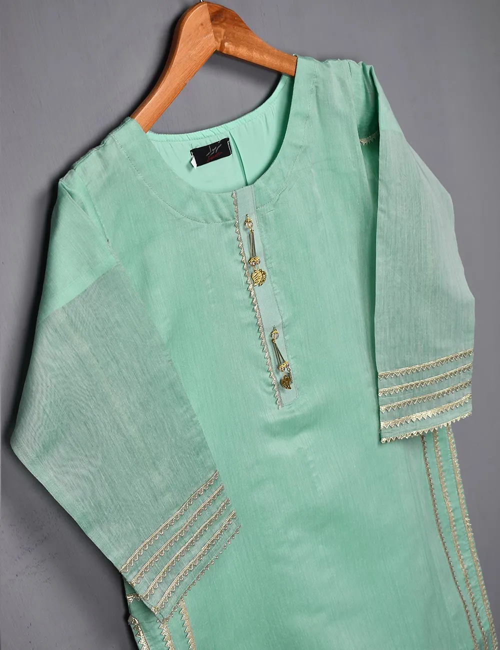 Paper Cotton Stitched Kurti - Crystal Bird (T20-056A-Green)