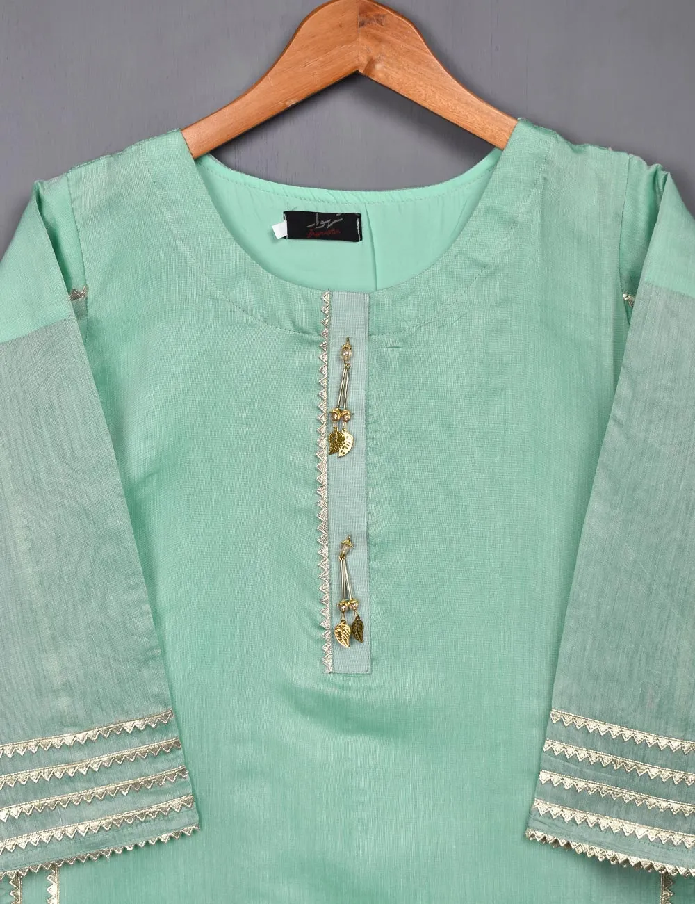 Paper Cotton Stitched Kurti - Crystal Bird (T20-056A-Green)