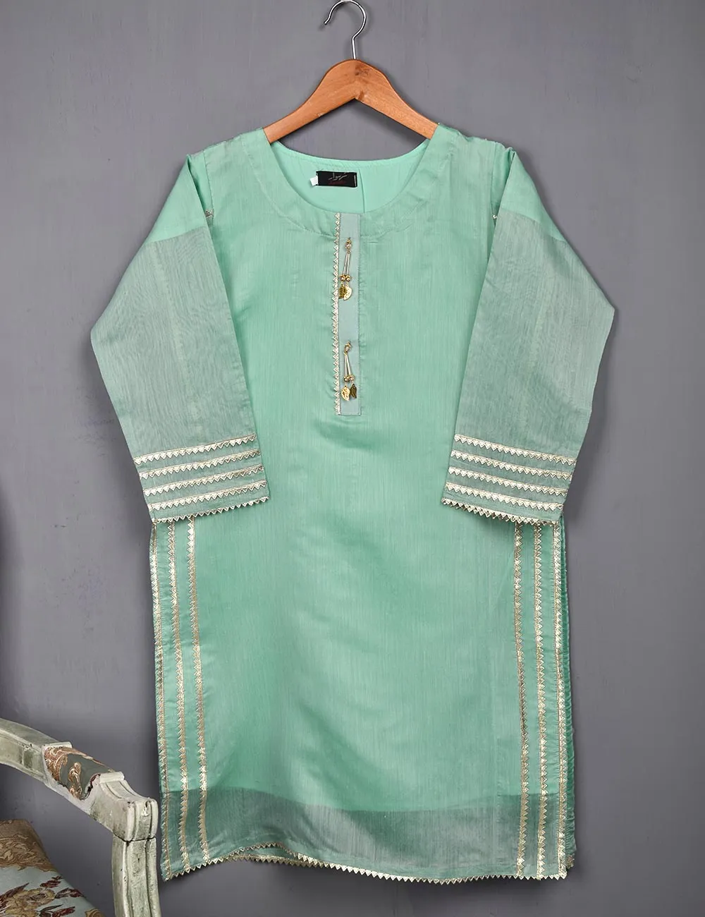 Paper Cotton Stitched Kurti - Crystal Bird (T20-056A-Green)