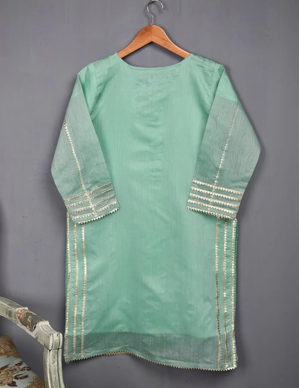 Paper Cotton Stitched Kurti - Crystal Bird (T20-056A-Green)