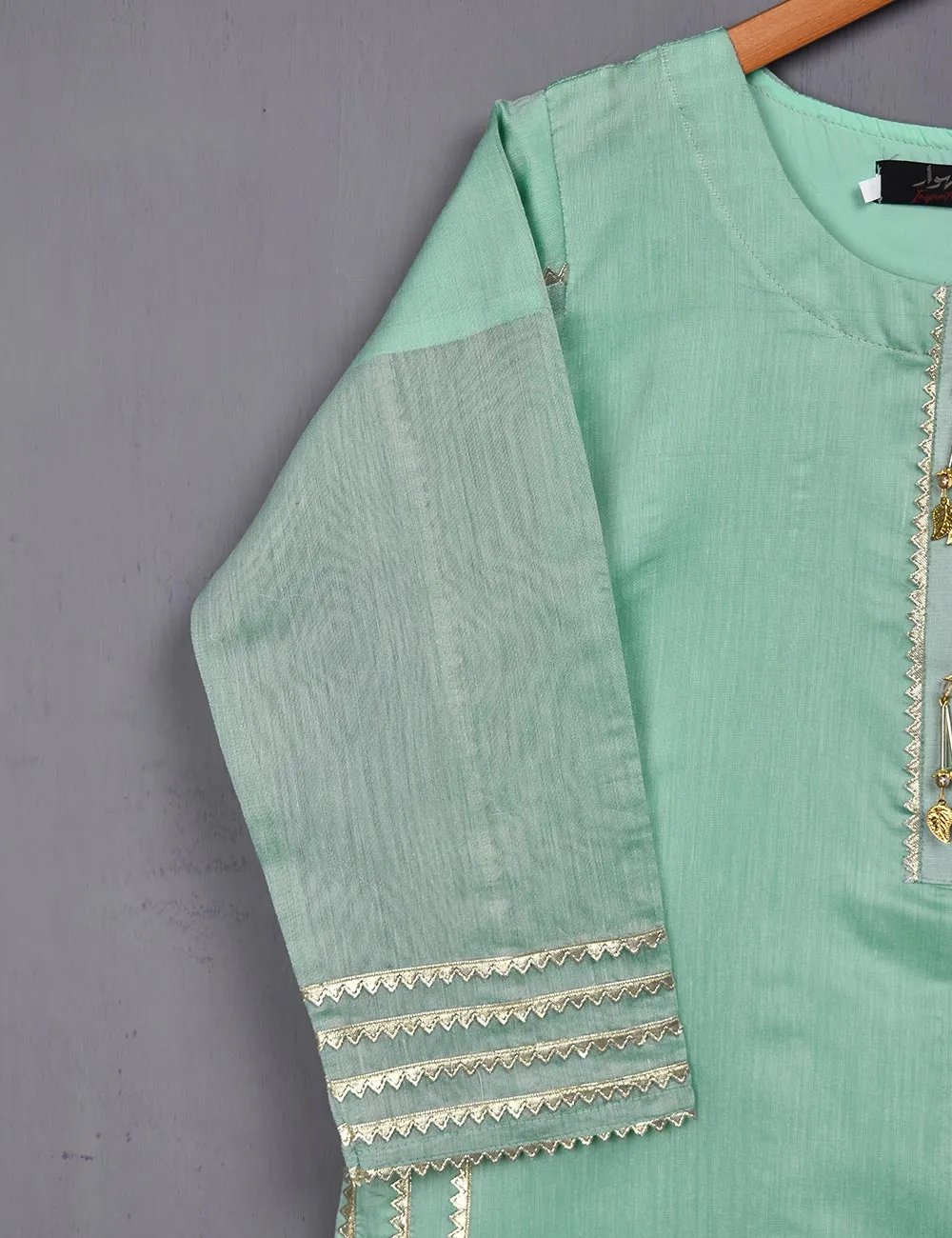 Paper Cotton Stitched Kurti - Crystal Bird (T20-056A-Green)