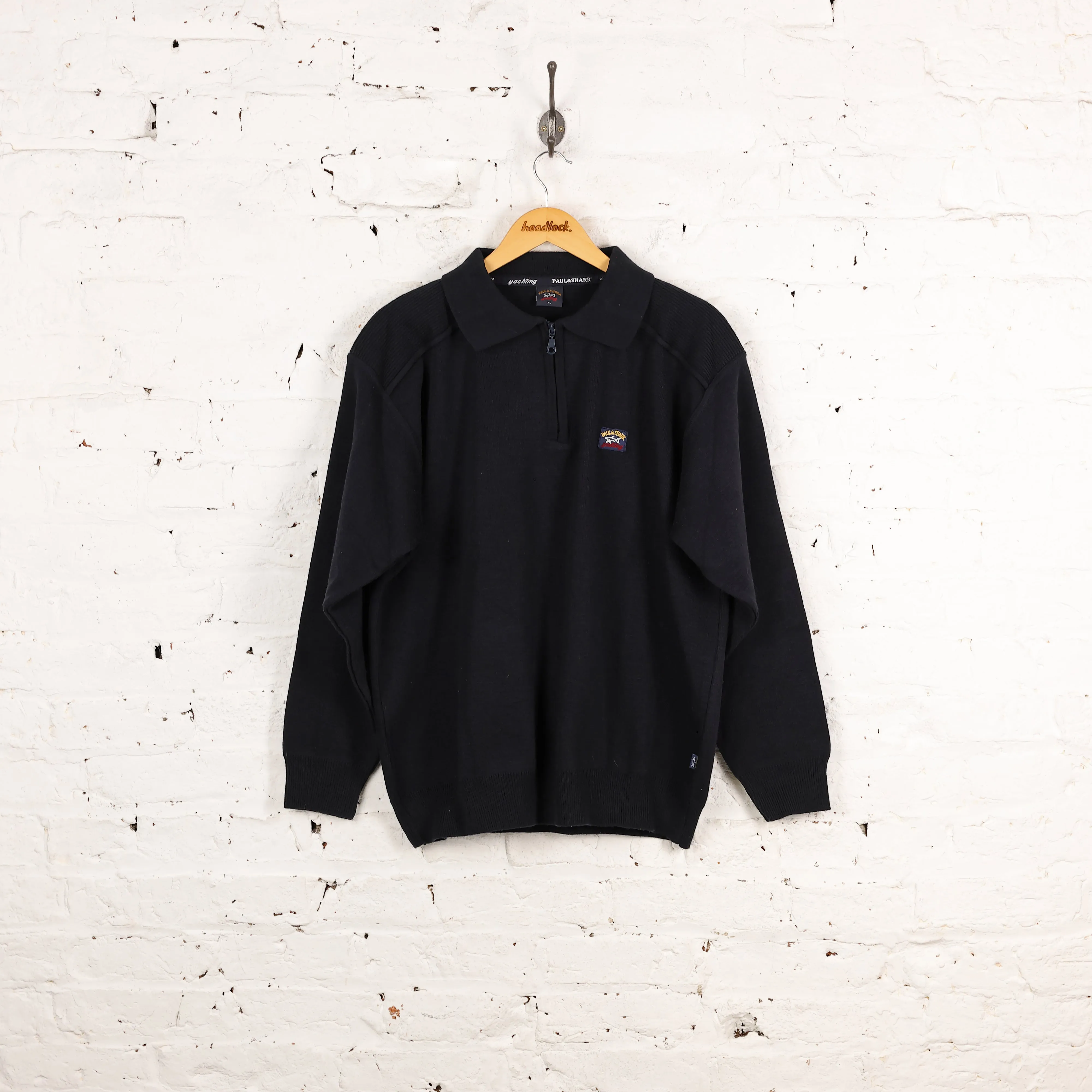 Paul and Shark Knit Polo Collared Jumper - Blue - XL