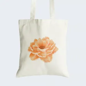 Peach Flower Tote Bag With Zipper