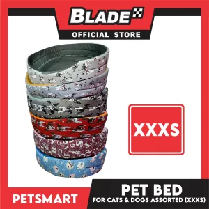 Pet Bed Soft and Comfortable Sleeping Bed XXXS (Assorted Colors and Designs) for Cats and Dogs