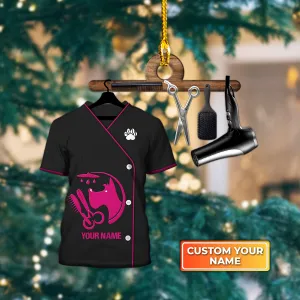 Pet Groomer Uniform Pink Svg Custom Shaped Ornament 1031