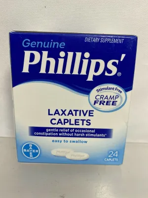 Phillips Laxative Caplet 24 ct, Gives overnight comfortable relief Cramps  2/21
