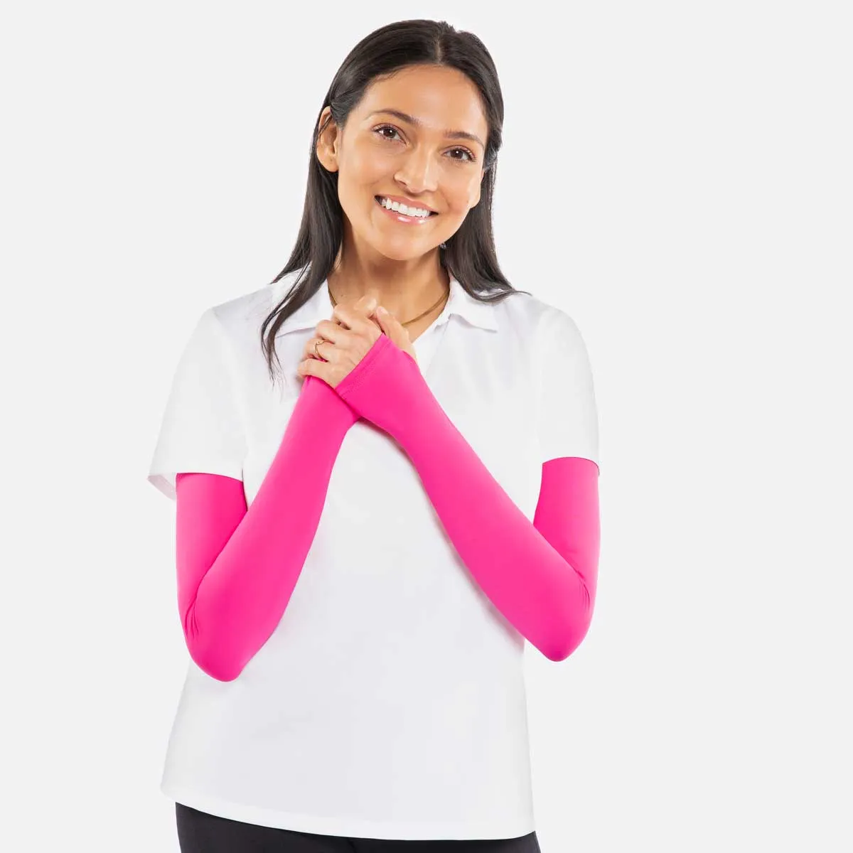 Pink Arm Sleeves with Thumbhole - Adult