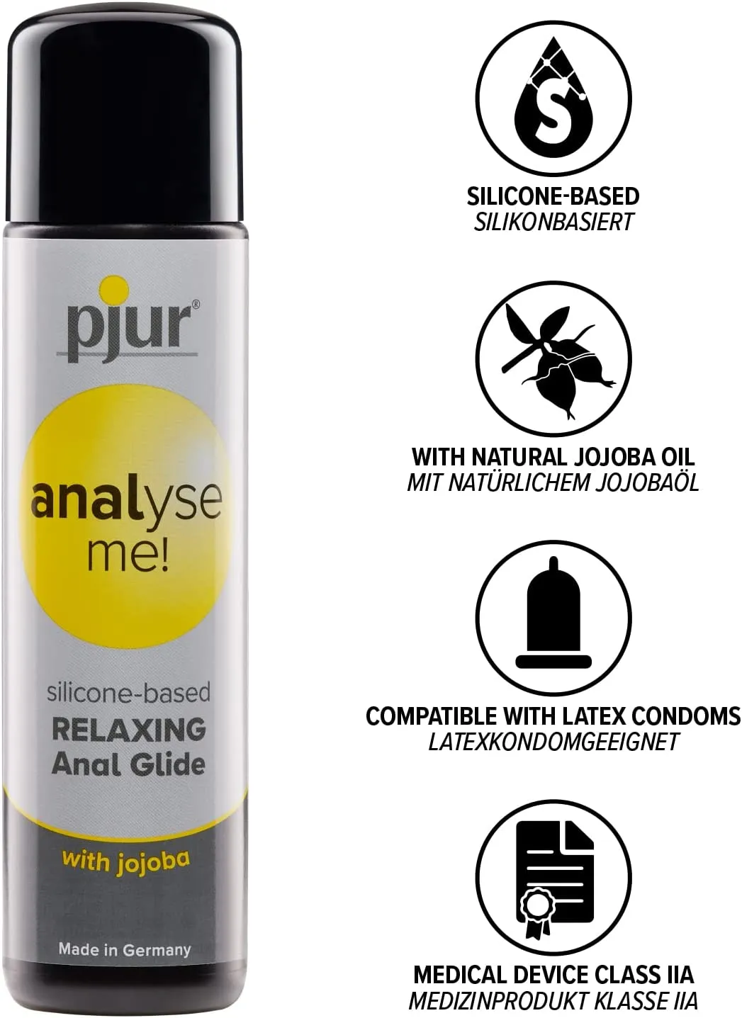 Pjur Analyse me! Relaxing - Silicone-Based Personal Lubricant for Comfortable Anal Sex - Extra-Long Lubrication (100ml)