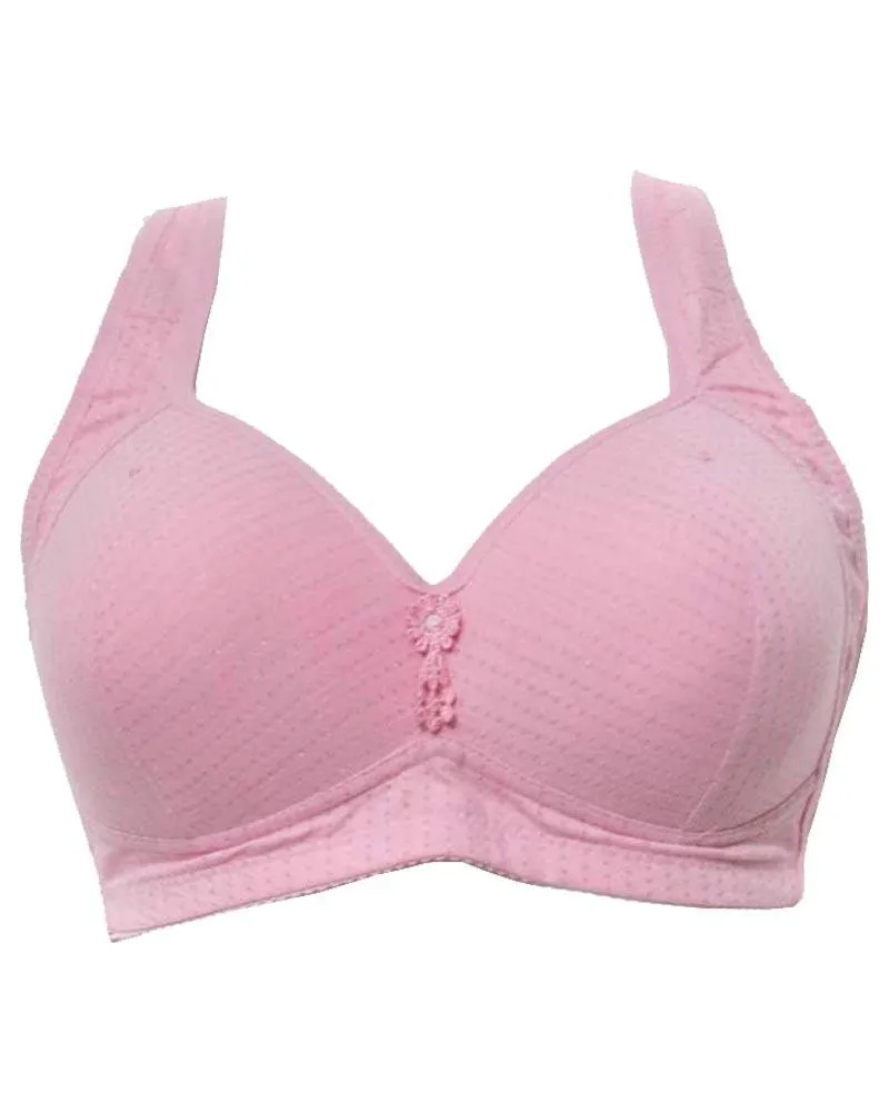 Plus Size Bra Single Padded - Hot Pink - 4 Hook Back