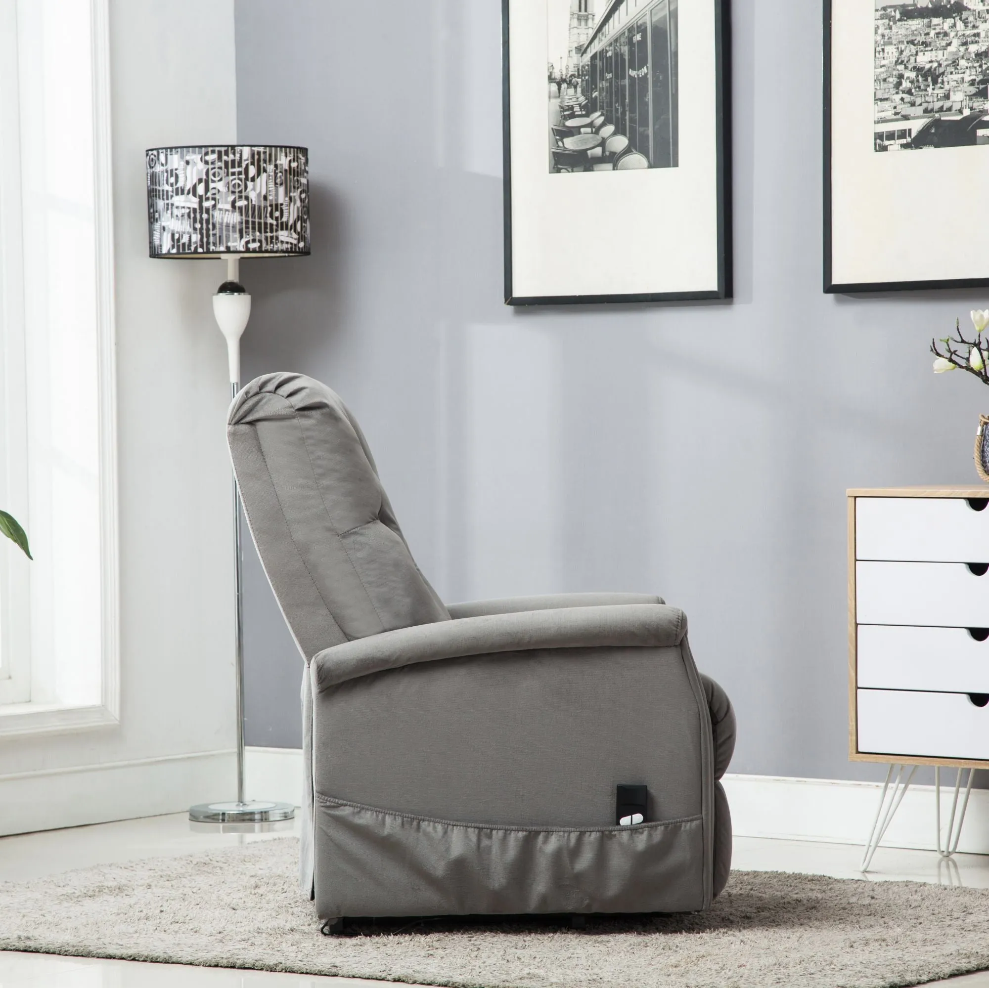 Power Lift Recliner Chair, Comfortable Velvet Fabric, Power Reclining Chair-Support Pickup