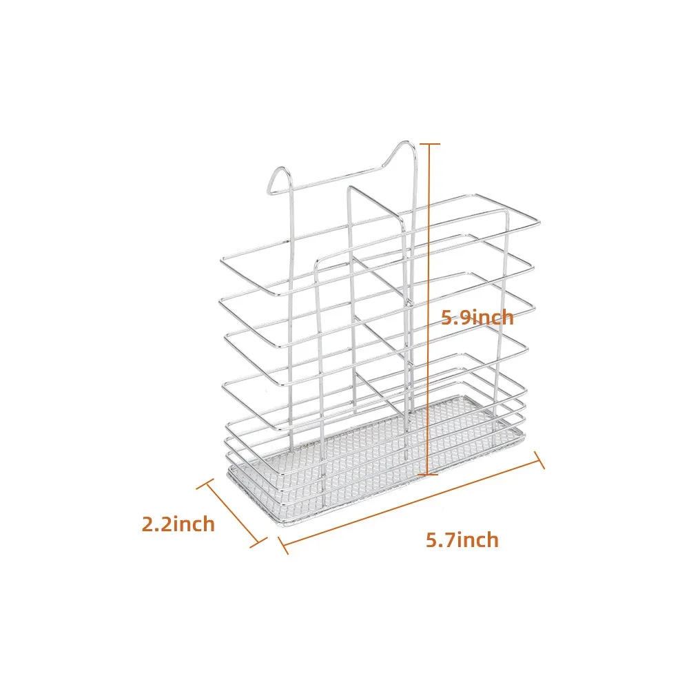 Practical Multifunctional Dual Layer Bowls & Dishes & Spoons Collection Shelf Dish Drainer Silver