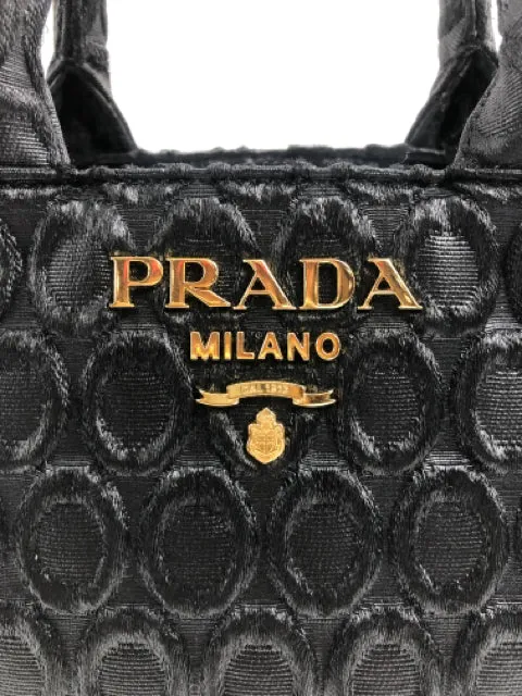 Prada Black Fabric Embossed Handbag