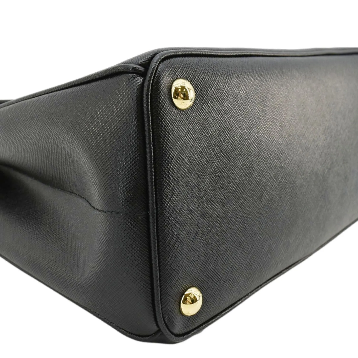 PRADA Galleria Double Zip Saffiano Leather Top Handle Tote Bag Black