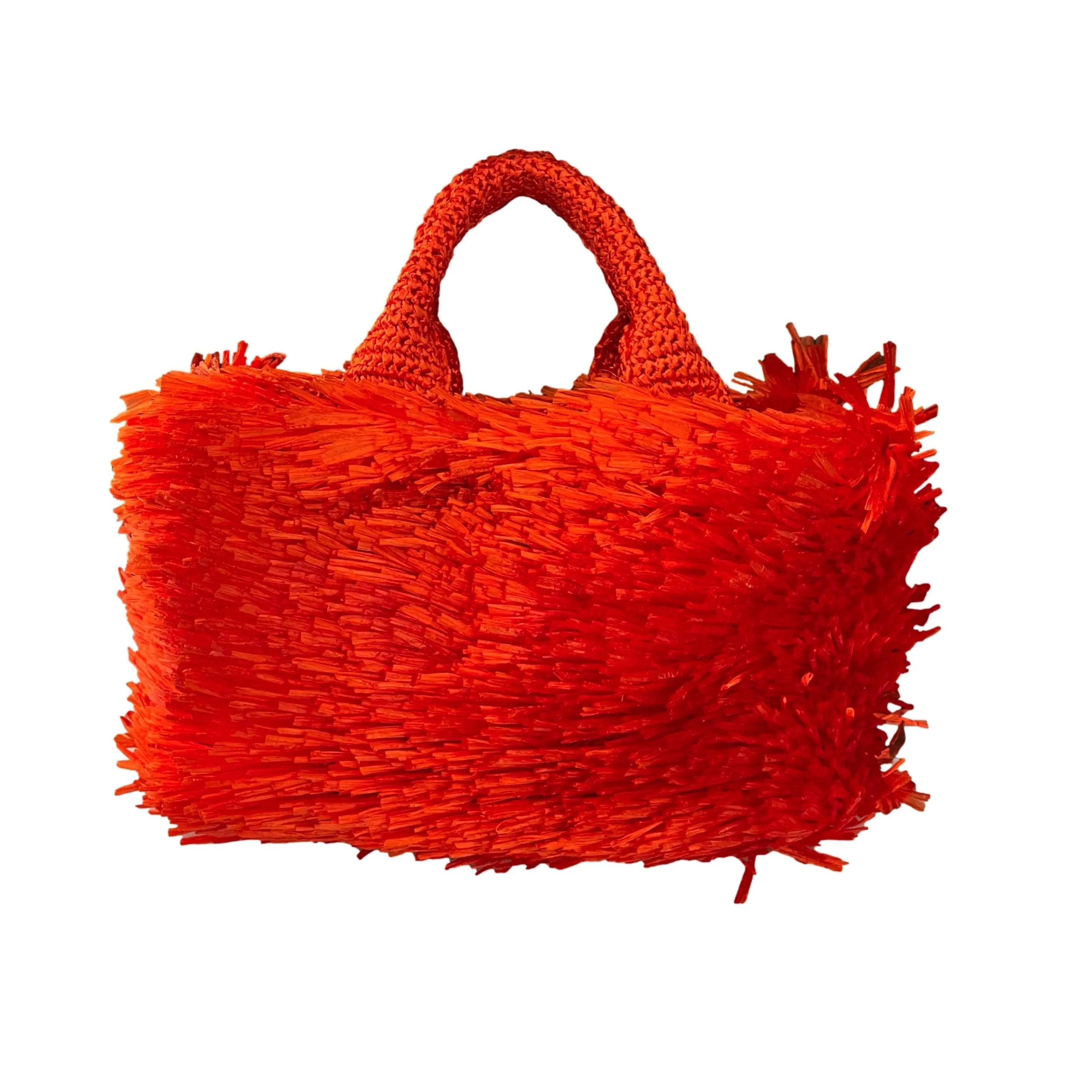 Prada Orange Textured Jumbo Top Handle Bag