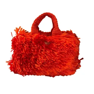 Prada Orange Textured Jumbo Top Handle Bag