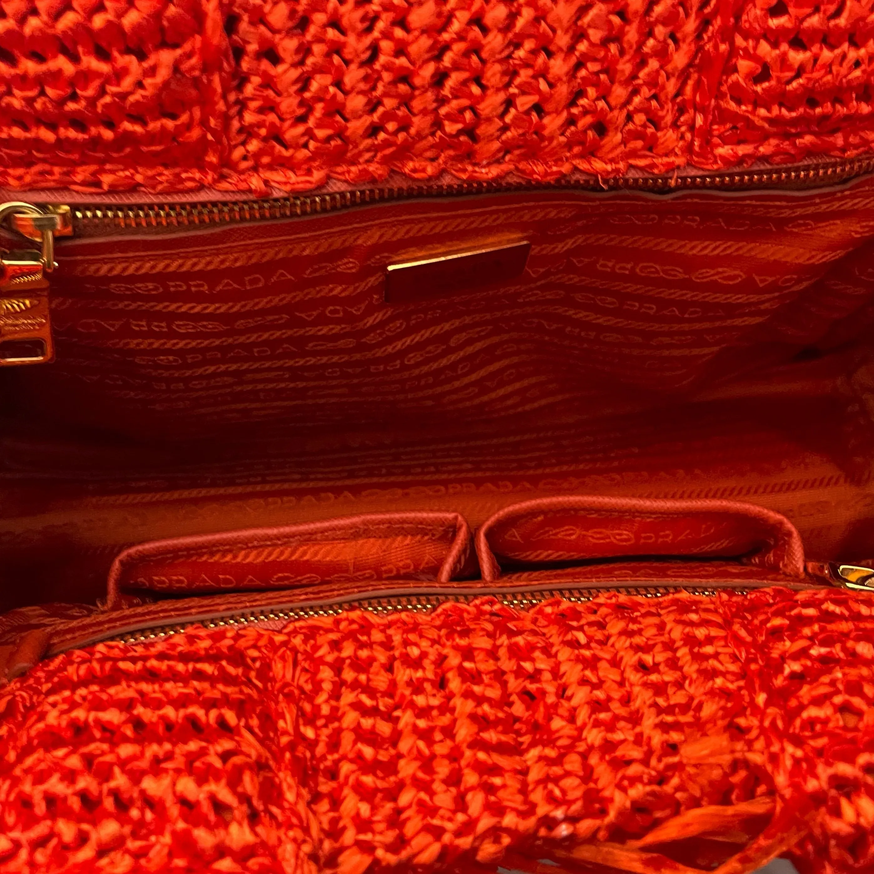 Prada Orange Textured Jumbo Top Handle Bag